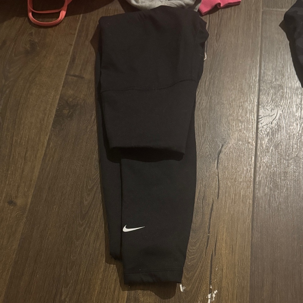 Nike Kids Black Leggings with White Logo
